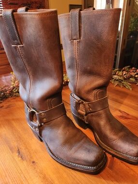 FRYE Womens Brown Leather Harness Boots, Sz. 7M